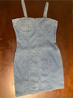 Denim Bustier Mini Dress - Blue Size Medium